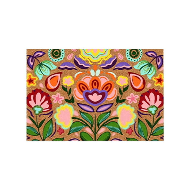 Spring Floral Welcome Doormat 31x19 Inch Indoor Outdoor Mat with Non Slip Backing for Front Door Porch Patio All Season Dirt Trapper