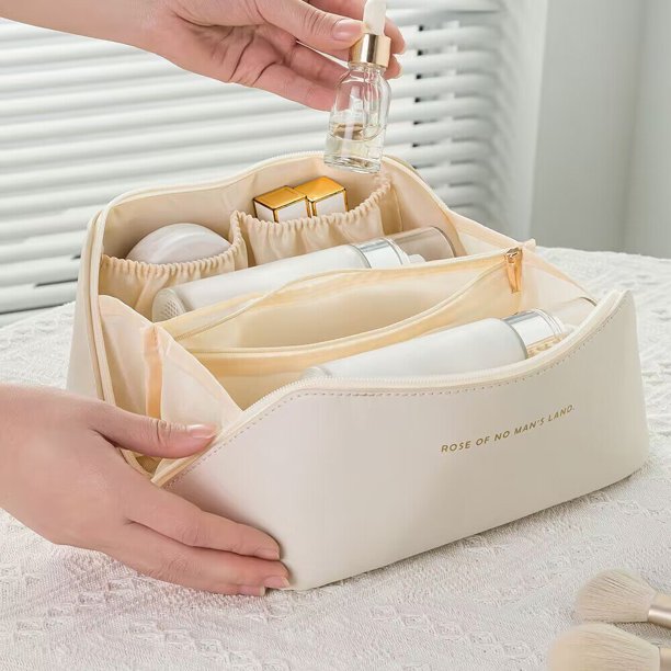 Bolsa de viaje grande para mujer, organizador de maquillaje de cuero, Kit de aseo femenino, estuche de almacenamiento, caja de lujo para mujer