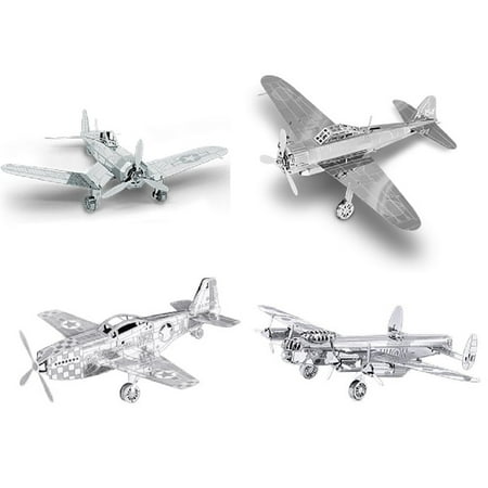 F4u Corsair Fighter Plane - Set of 4 3D Plane Models: Avro Lancaster Bomber, Zero, F4U Corsair & P-51 'Stang