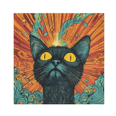 

WOBOGO Abstract Style Cat Pattern Cloth Napkins 1 Piece Soft Elegant Touch Durable Absorbent Quick Drying for Elegant Dining