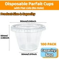 thumbnail image 3 of 100 Pack 6 oz Plastic Dessert Cups with Flat Lids (No Hole),Disposable Parfait Cups,Clear Plastic Party Cups for Fruit,Ice Cream,Yogurt,Candy,Salad,Snack,Pudding, 3 of 14
