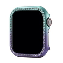 for iWatch Series 9/8/7 41mm Bumper Bling Case, Glitter Diamond Rhinestone Aluminum Plating Protective Frame Cover for Apple Watch Accessories 41mm Women Girls, Green/Purple