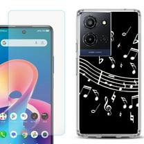 Phone Case for TCL K33 5G, with Screen Protector, by OneToughShield - Music Notes / Black