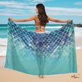 thumbnail image 4 of Yuyamidu Beach Sarong Wraps for Women Blue Fish Scale Chiffon Swimsuit Coverups Bathing Suit Hawaii Beachwear Dress, 4 of 7