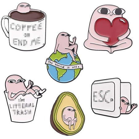 Fun Idea Enamel Pins Ketnipz Meme Lapel Pins Cartoon Humor Pink Bean-shaped  Jewelry for Friend Gift