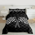 thumbnail image 2 of Homewish Extreme Sports Game Bedding Comforter Set,Racing Flag Twin Comforter Sets,Classical Plaid Bedding Set For Boys Kids,Microfiber Bedroom Decor Reversible,2pcs, 2 of 8