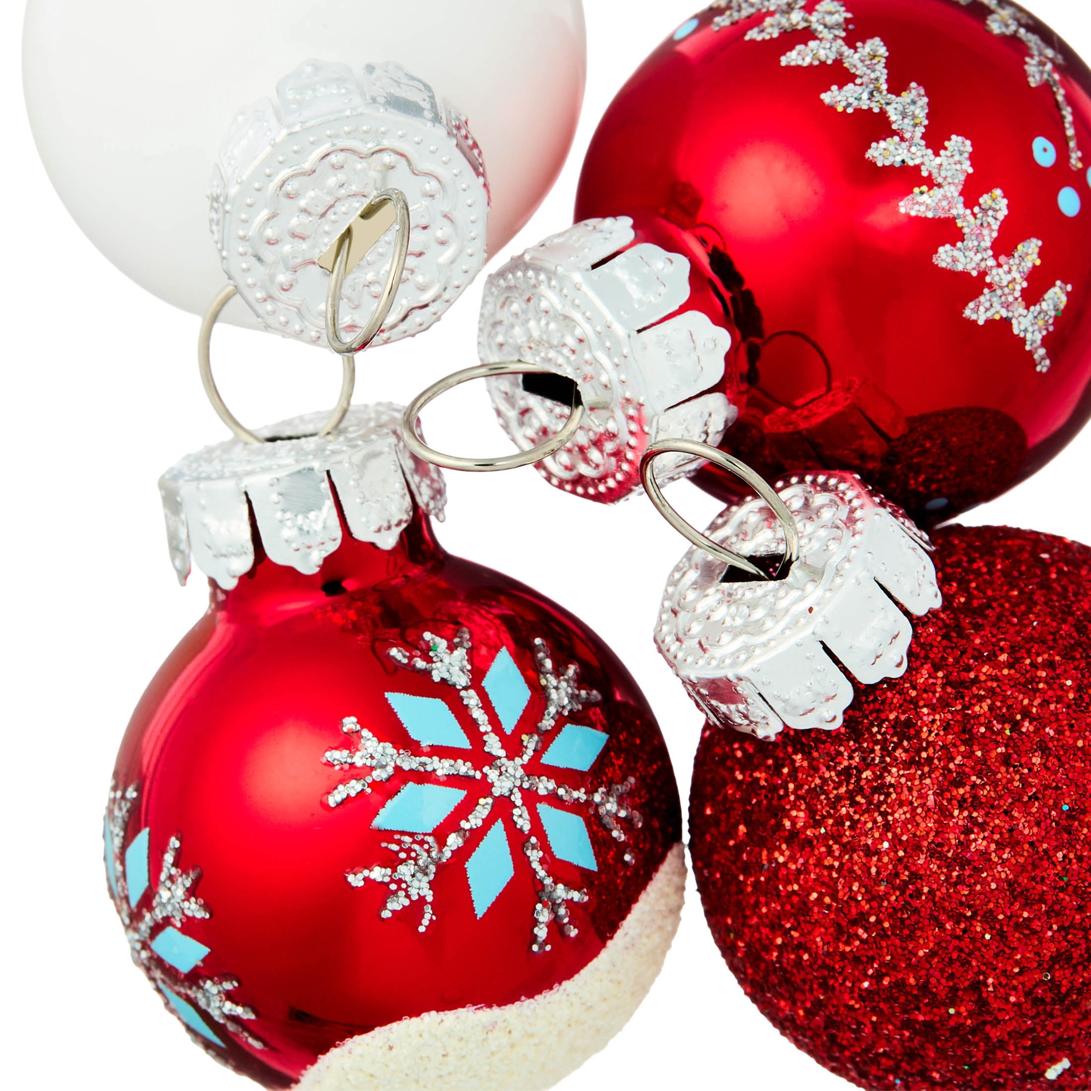 16-Count Red and White Mini Glass Ball Christmas Ornaments, 1", by Holiday Time