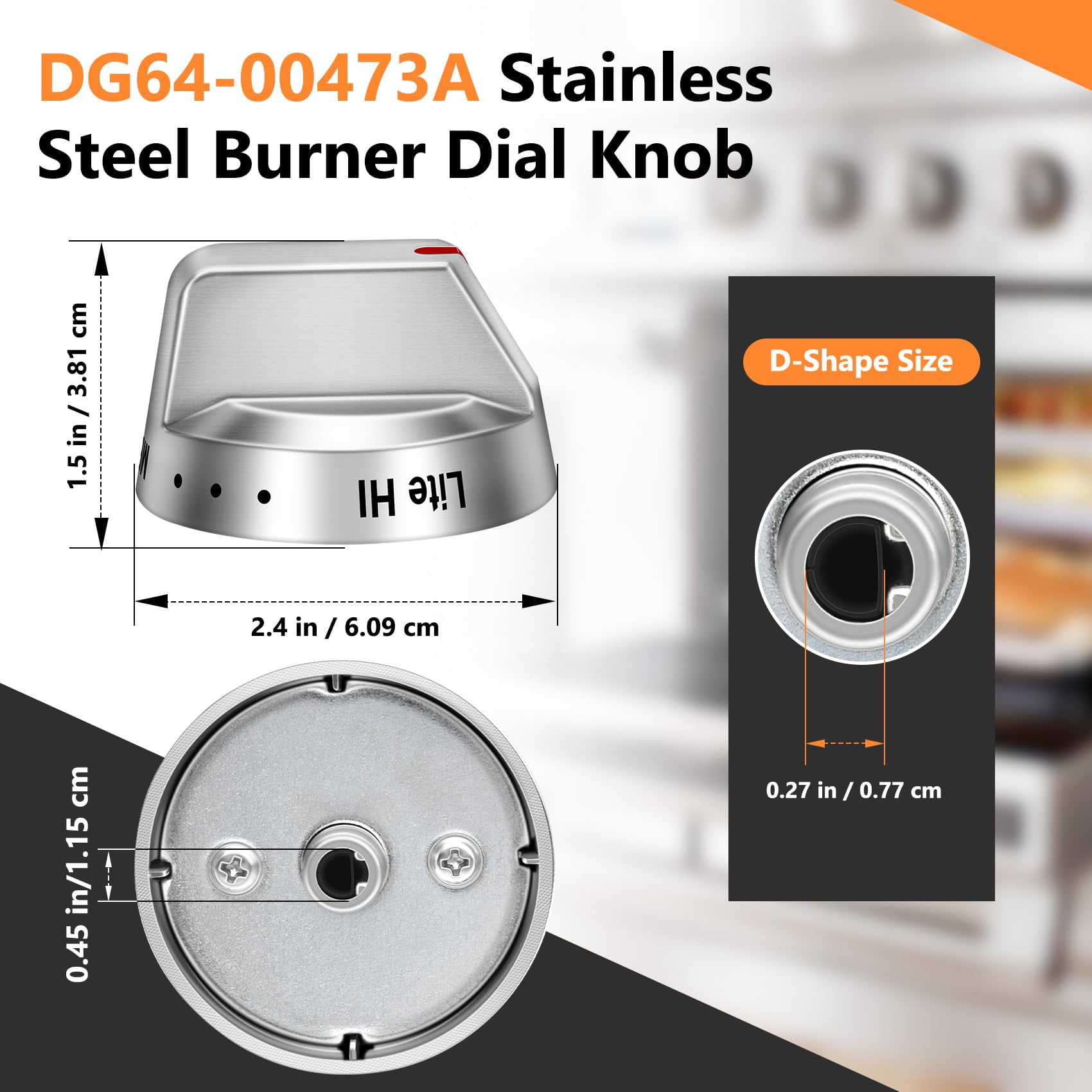 5 Pack Range Knobs Compatible with DG64-00473A, Burner Control Dial Replacement for Select Samsung Gas Range Models