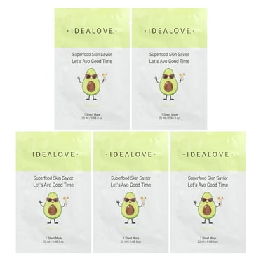 Idealove Superfood Skin Savior, Let's Avo Good Time, 5 Beauty Sheet Masks, 0.68 fl oz (20 ml) Each