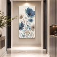 thumbnail image 3 of Canvas Wall Art, Navy Blue Floral Framed Canvas Prints for Living Room Hallway, Watercolor Flowers Farmhouse Linen Oversized Gallery Wrapped Wall Decor for Home Office, Gifts, 30"x60" Ship Next Day, 3 of 9