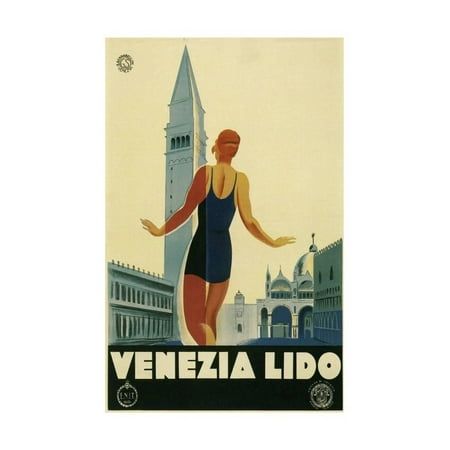 Travel Poster for the Lido, Venice, Italy Print Wall Art By Found Image