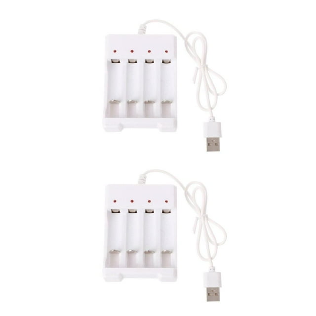bedienty Témoin Lumineux de Charge de Pile AAA/AA en Plastique, Court-Circuit Universel pour Protection, Interface USB, Télécommande, Adaptateur de Charge, Blanc, Ensemble de 2