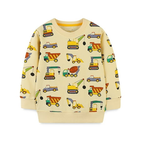 

Boys Girls Hoodies Fashion Toddler Baby Kids Sweatshirts Patterned Long Sleeve Crewneck Tops Shirts Unisex Infant Pullover Newborn Sweaters Outerwear Yellow 1-2 Years