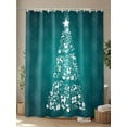 thumbnail image 4 of Dream Christmas Tree Shower Curtain Set, Waterproof Shower Curtains for Bathroom, Cyan Xmas Tree Sparkle Star Reindeer Washable Fabric Cloth Bath Curtain for Bathtub with Hooks 54x78 Inches, 4 of 6