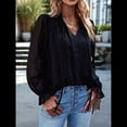 thumbnail image 4 of Blusa Informal de Verano para Mujer, con Lunares Suizos, Cuello en V, Larga, Holgada y Elegante, Ideal para Oficina. Negro M, 4 of 10