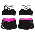 thumbnail image 6 of Rswnyirn Kids Girls 2 Pcs Gymnastic Dance Outfit Sleeveless Crop Top with Active Shorts Bottom B Hot Pink 14, 6 of 7
