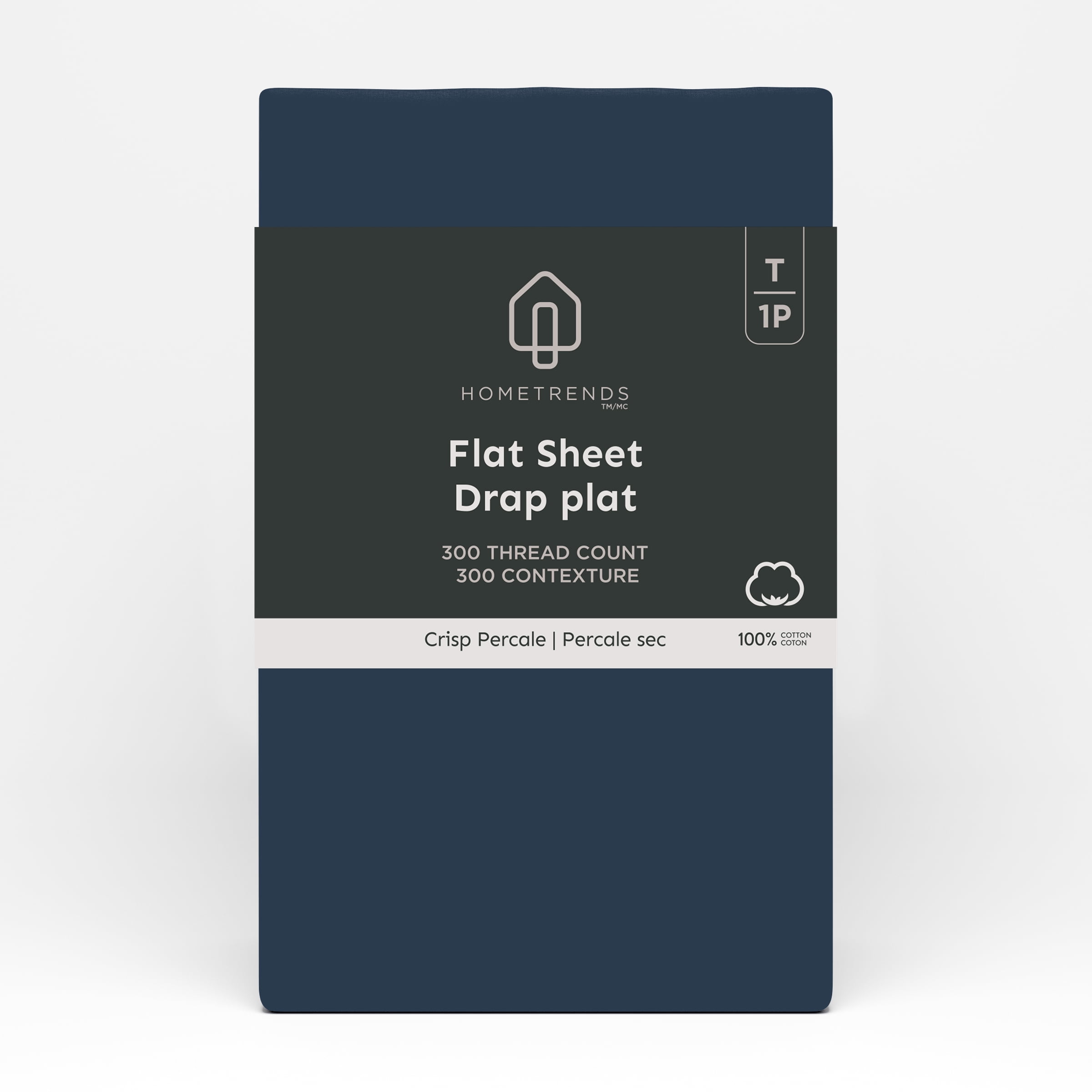 hometrends 300 TC Brushed Percale Flat Sheet, Size: Twin - King