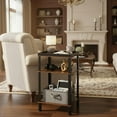 thumbnail image 2 of Small Side Table for Small Spaces - Slim End Table with Magazine Holder - 2 in 1 Design Narrow End Table Living Room - Skinny Bedside Table Nightstand Bedroom Thin Side Table, Rustic Brown, 2 of 8