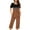AA-Brown, variant on Women Pajama Sets, Pleated Short Sleeve Shirts and Capri Pants Lounge Set Ladies Casual Button Nightwear Tops Cropped Trousers Sleepwear Suits Pink 3XL