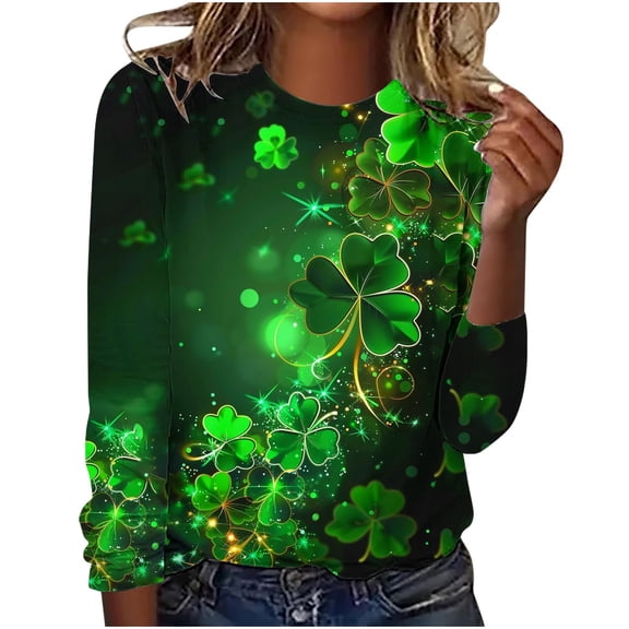 ZHYou Valentine's Day Womens T-Shirts Loose Fit Long Sleeve St. Patrick's Day Printed V-Neck Casual Soft Spring Summer Shirts,Black,S,M,L,XL,2XL ,3XL,4XL,5XL,Multicolor,L
