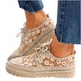 thumbnail image 3 of Fesfesfes Women Walking Shoes Round Toe Lightweight Shoes Flower Lace Breathable Bandage Comfy Flat Shoes Casual Shoes 38(7), 3 of 5