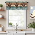 thumbnail image 2 of Country Star Valance Curtain Retro Tear Wooden Board Window Valances Rod Pocket Short Curtains Window Treatments for Kitchen Bedroom Bathroom Laundry 54" x 18", 2 of 9