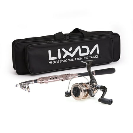 Lixada Telescopic Fishing Rod and Reel Combo Full Kit Carbon Fiber Fishing Rod Pole + Spinning Fishing Reel + Fishing Tackle Carrier Bag Case Fishing Gear