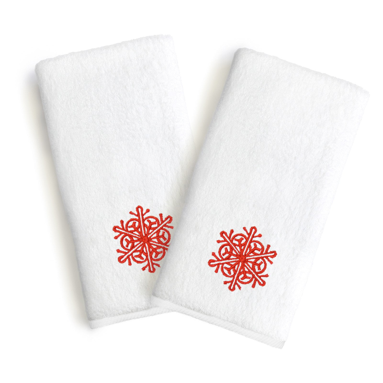 New Snowflake in red and white Kitchen towel set of 2 