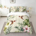 thumbnail image 2 of jejeloiu Kawaii Cute Hummingbird 7-Piece Twin Bedding Sets,Tropical Monstera Leaf Bedding Comforter Set For Girls Teens Reversible, 2 of 8