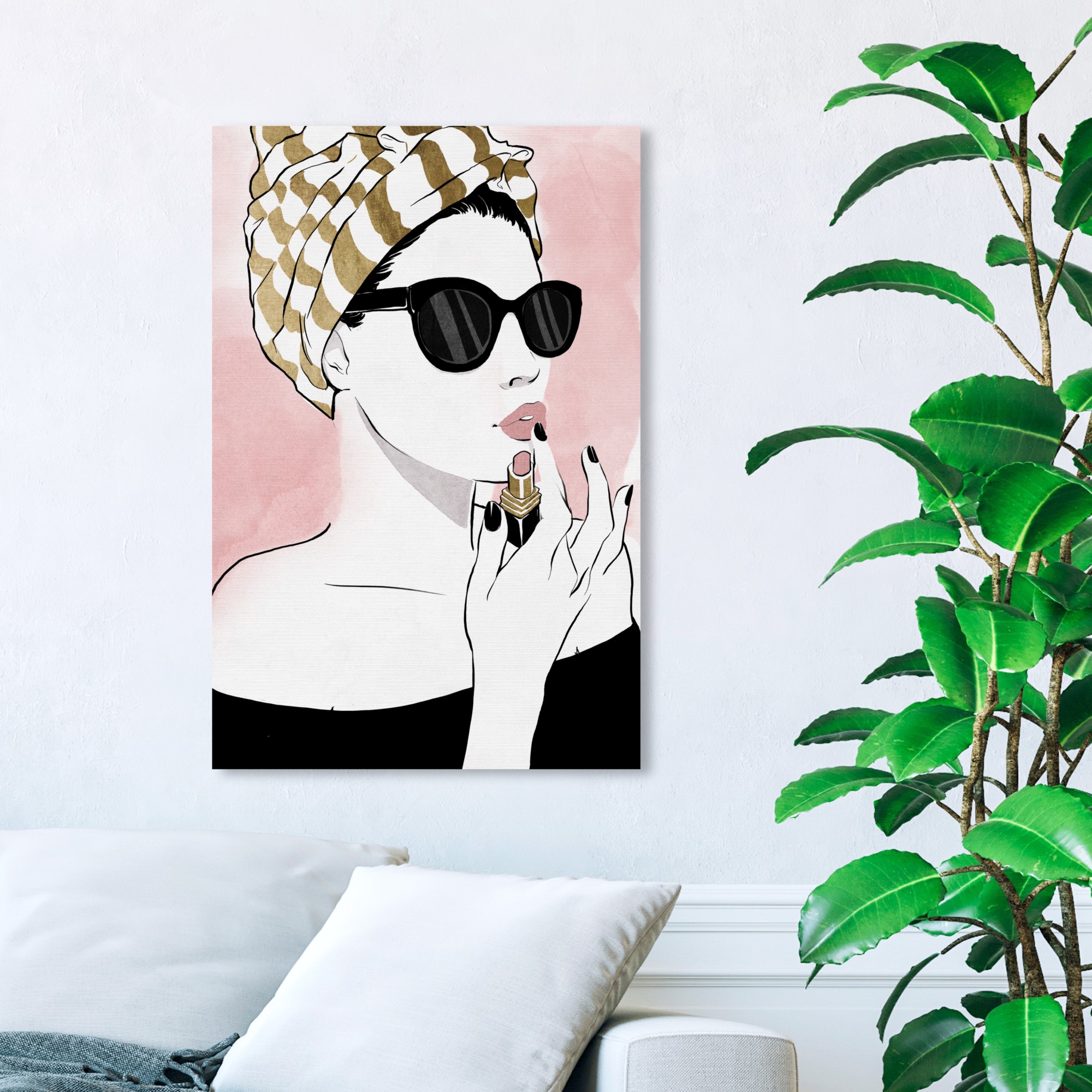 Wynwood Studio 'All Glammed Up Night Foil' Fashion and Glam Wall Art Canvas Print - Pink, Gold, 16" x 24"