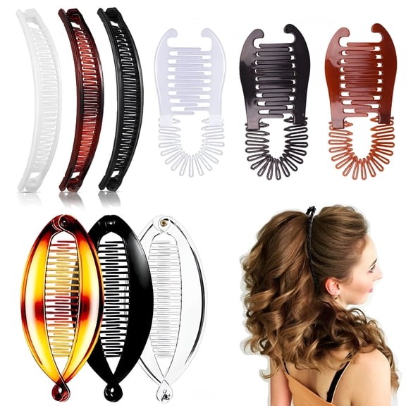 TUWAFE 9PCS Banana Hair Clips Classic Hair Comb Banana Clips Ponytail Hair Holder for Women Girls banana clips hair for thick hair, 3 Styles