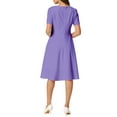 thumbnail image 3 of INSPIRE CHIC Women's Office Dresses Split Neck Short Sleeve Work A-Line Dress, 3 of 5