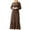 Coffee, variant on Aoochasliy Fall Dresses for Women Fall Fashion Round Neck Loose Long Sleeve Solid Ankle-length Dress Long Dress