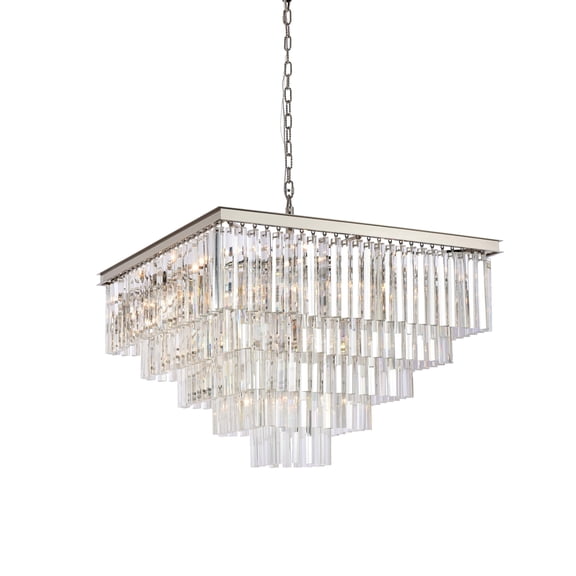 Elegant Lighting Sydney 34" Metal/Crystal Chandelier in Polished Nickel/Clear