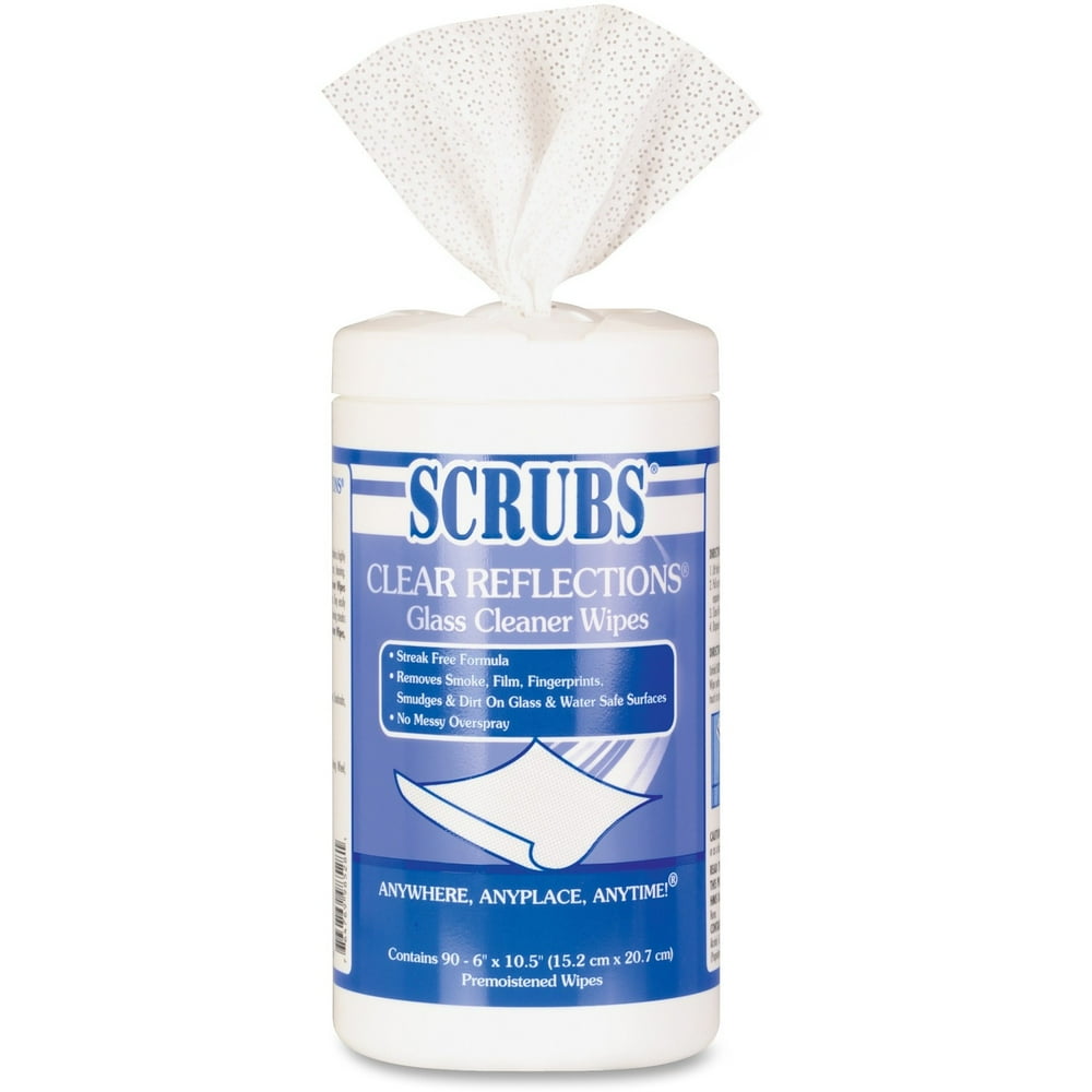 SCRUBS Glass Cleaner Wipes, White, 90 count, (Pack of 6)