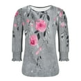 thumbnail image 4 of Tops for Women Plus Size 3/4 Sleeve Round Neck Casual Printed Blouses Shirts Gray L, 4 of 5