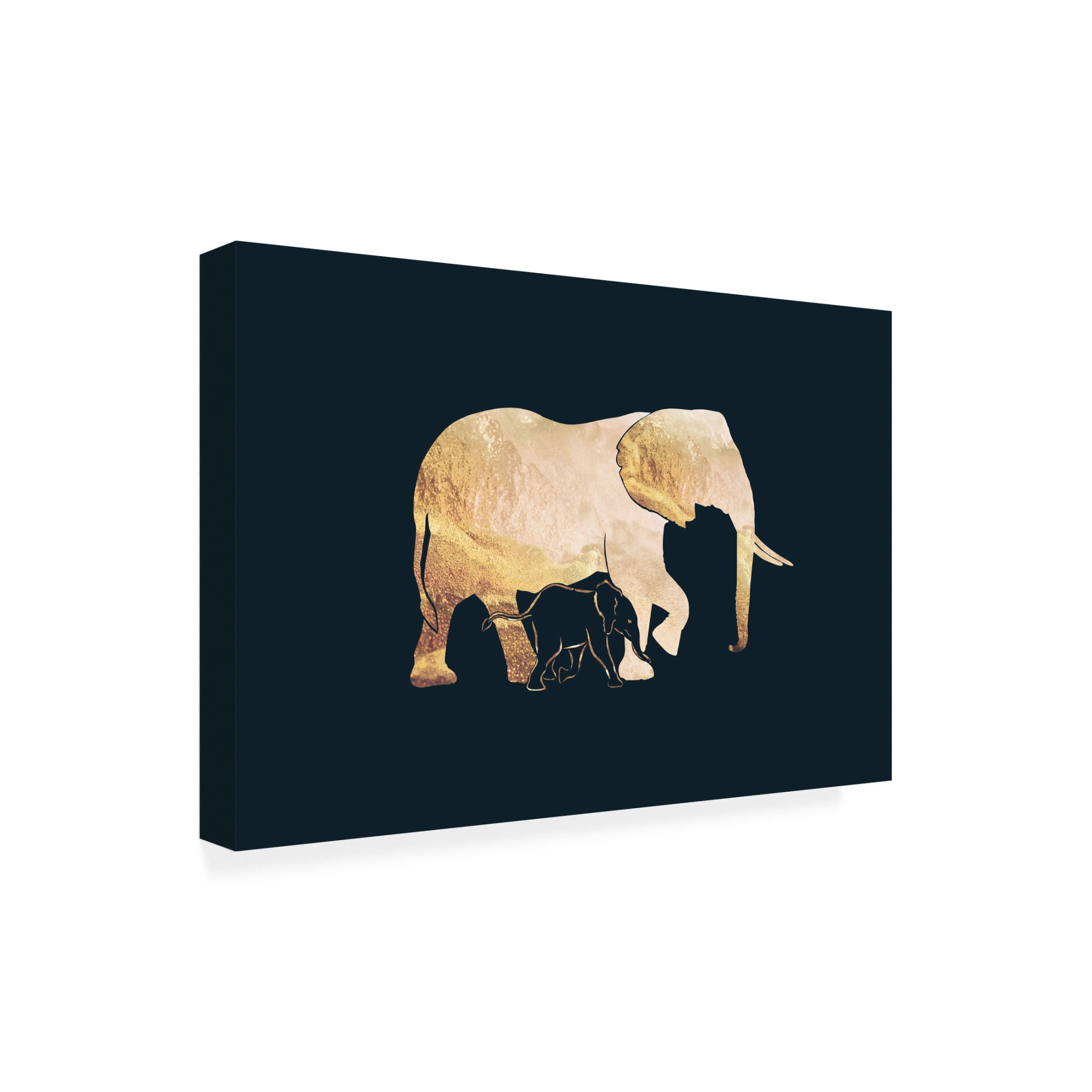 Trademark Fine Art Sarah Manovski Black gold elephants 2 Canvas Wall Art