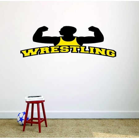 - Custom Wall Decal : Wrestling Logo Icon Teen Boys Self Defense Fighting Bedroom 12x24