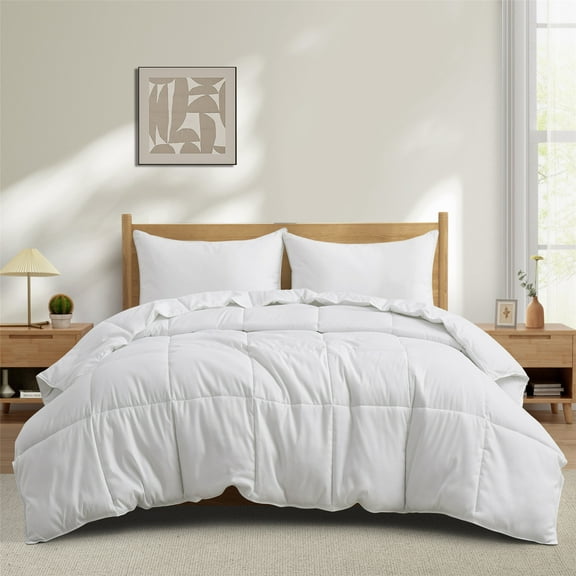 Peace Nest All Season Down Alternative Comforter, White Solid Pattern, Twin Size
