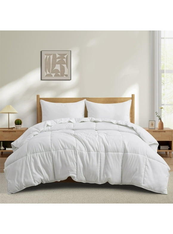 Peace Nest All Season Down Alternative Comforter, White Solid Pattern, King Size