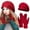 Red Hat+Gloves, variant on 2-Pieces Women Winter Hat and Glove Set, Warm Knitted Beanie Hat Glove Snow Ski Skull Cap with Visor and Touchscreen Glove