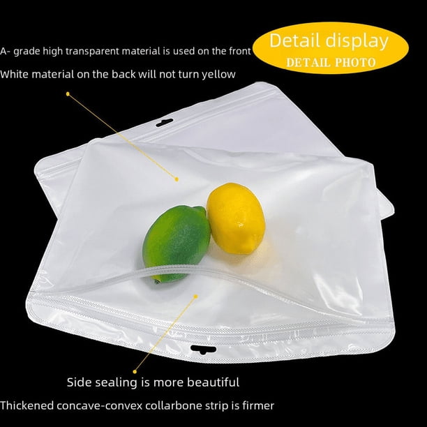 Bolsa blanca autosellante Bolsa translúcida blanca perlada Bolsa de plástico redondeada Bolsa para collares Pendientes Joyas Estuche para teléfono móvil Bolsa de embalaje