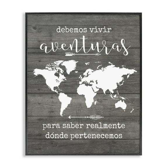 Stupell Industries Debemos Vivir Aventuras Inspirational Quotes & Sayings Painting Black Framed Art Print Wall Art, 11 x 14