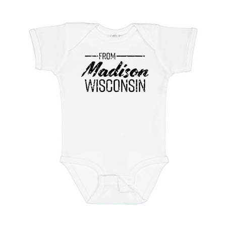 

Inktastic From Madison Wisconsin in Black Distressed Text Gift Baby Boy or Baby Girl Bodysuit