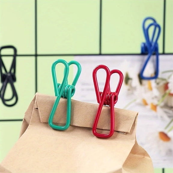 10-Pack Heavy Duty Chip Clips, PVC Coated Non Slip Bag Sealing Clips, Reusable Kitchen Food Storage Clips for Snack Bags, Bread Bags, Pantry Organization and Home Use