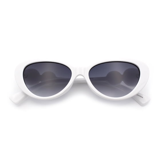 Womens Star Stud Jewel Trim Arm Mod Cat Eye Plastic Fashion Diva Sunglasses White - Smoke