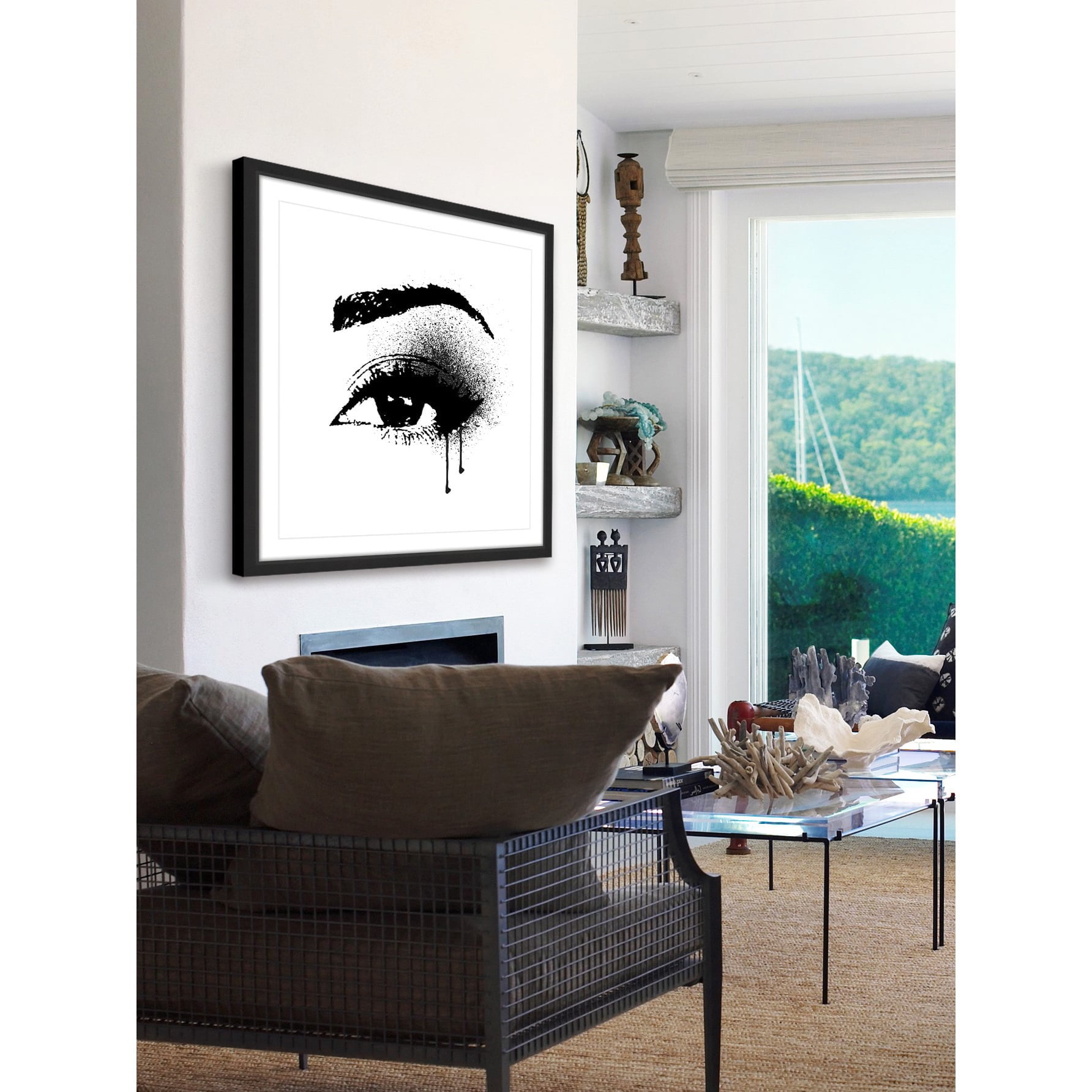 "Black Drip Eye" Framed Painting Print