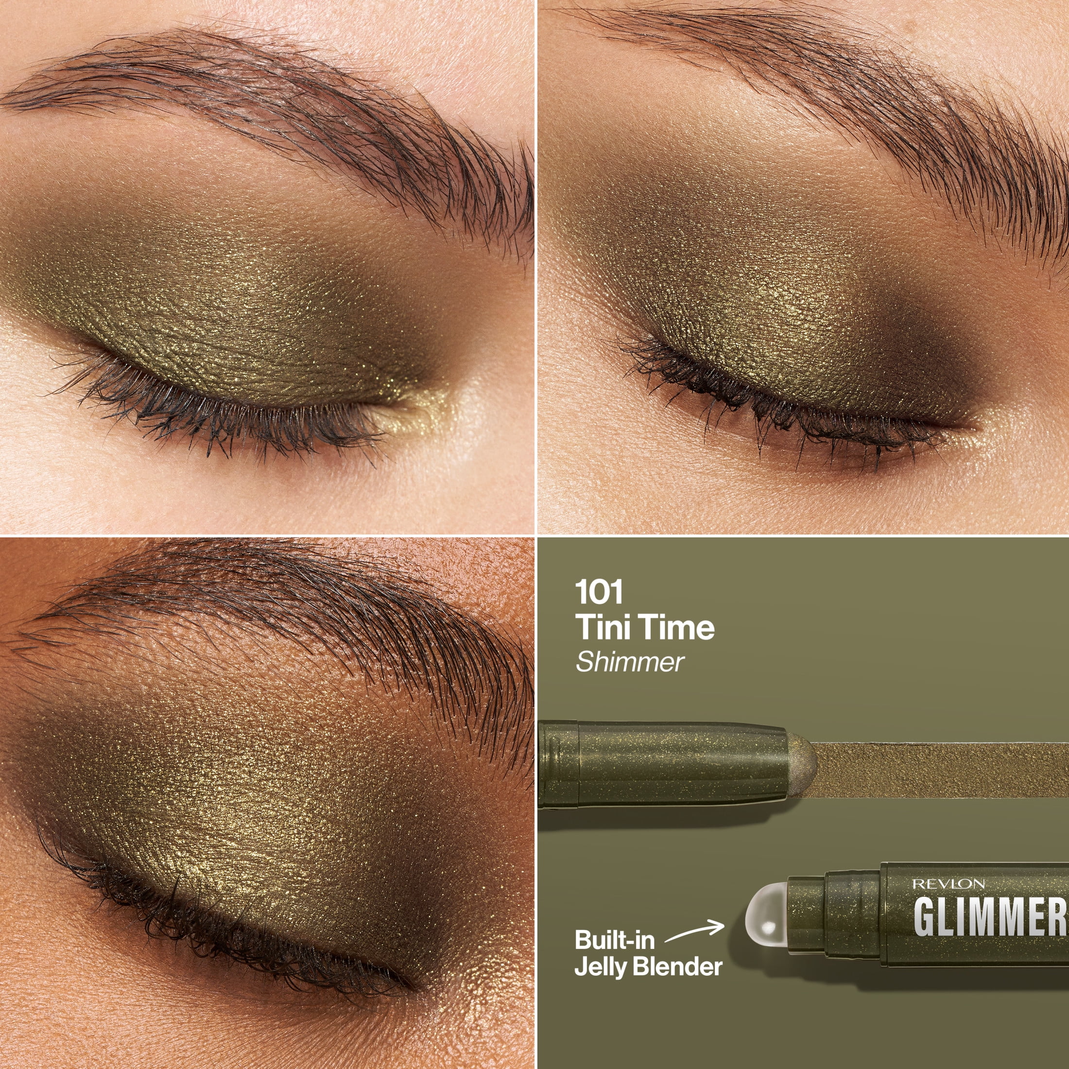 Revlon Glimmer Eyeshadow Multi-Stick Eye Makeup with Jelly Blender, 101 Tini Time