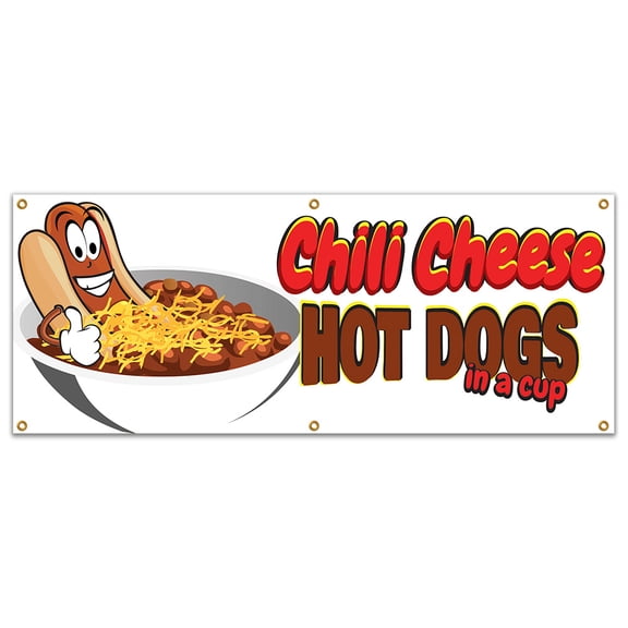 SignMission B-72 Chili Cheese Hot Dogs19 72 in. Concession Stand Food Truck Single Sided Banner - Chili Cheese Hot Dogs