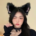 thumbnail image 3 of Jiibva Plush Black Cat Ear Headband with Bell - Furry Faux Fur Hairband for Parties & Daily Styling (4.72inch Elastic Size), 3 of 7